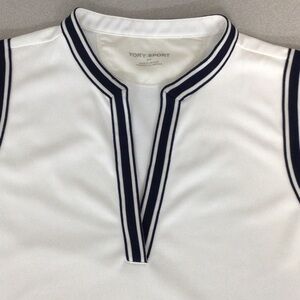 TORY BURCH SPORT White Top with NAVY BLUE ACCENTS SIZE SMALL